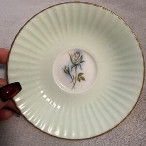 Hamilton England Fine Bone China Saucer Mint Green Rose Gold Trim